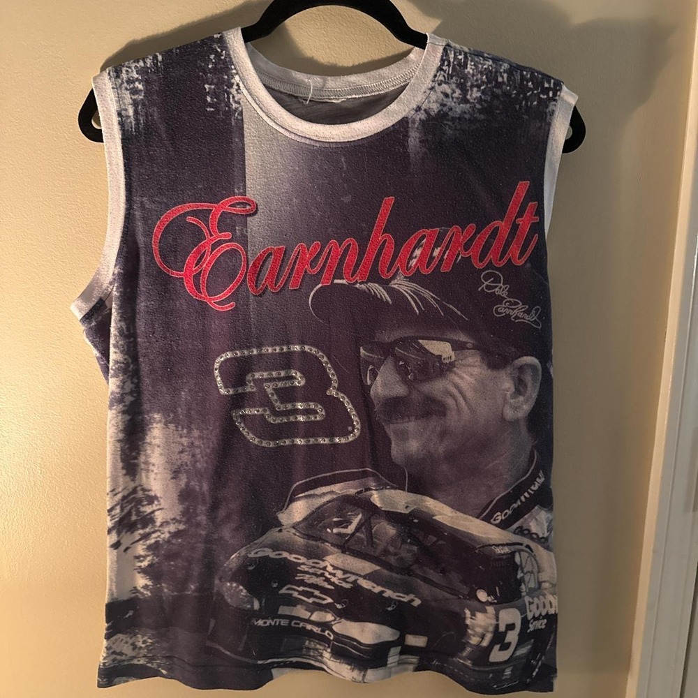 Vintage 1990s Dale Earnhardt 3 NASCAR Tank Top Racing All Over Print Mens